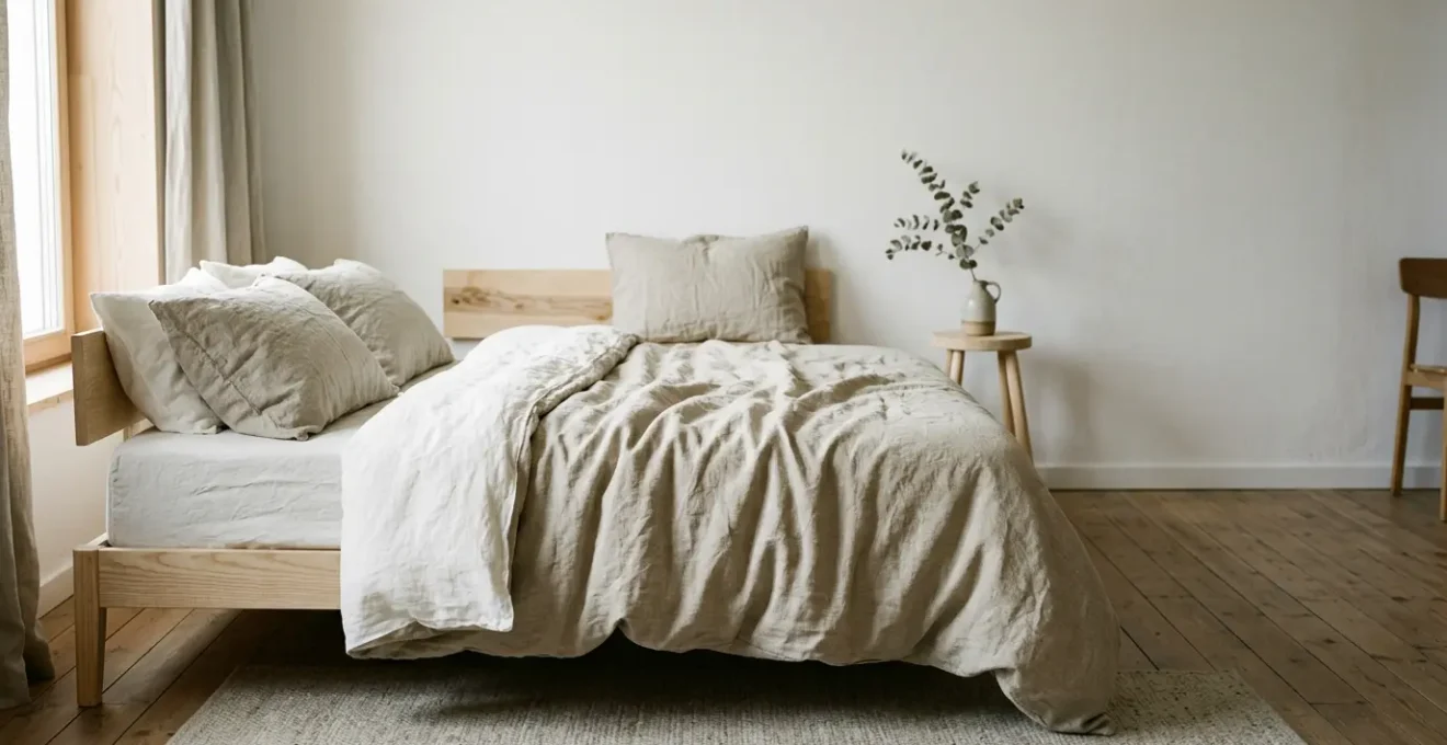 Premium European linen bedding draped naturally showing texture and longevity