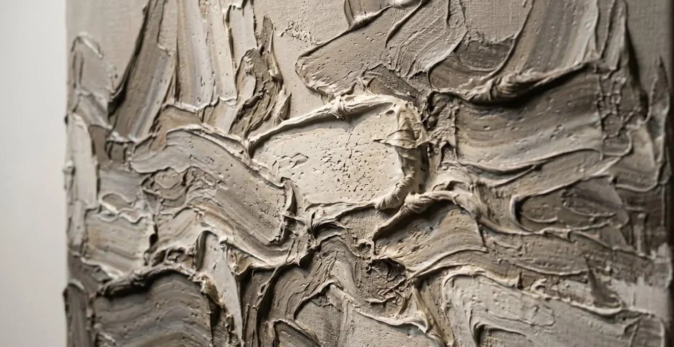 Textured impasto oil painting illuminated by angled directional light revealing three-dimensional brushstroke depth