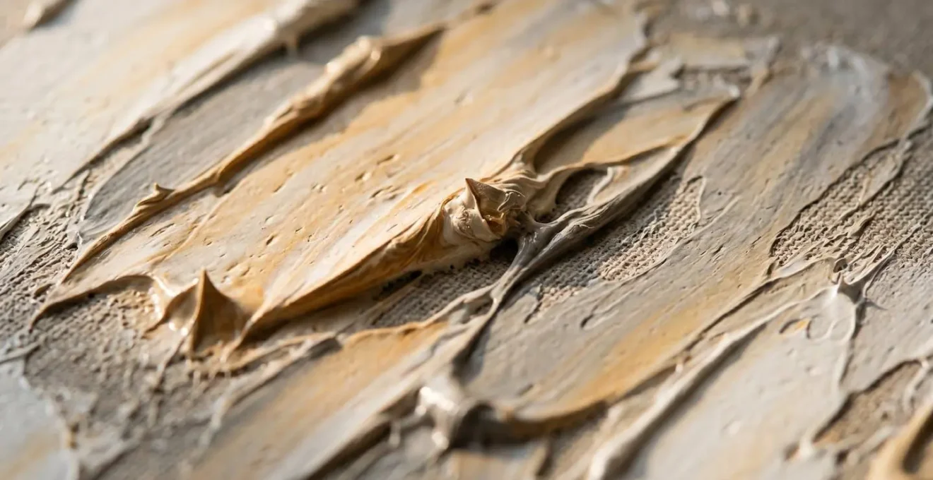 Extreme macro close-up of thick impasto oil painting texture with grazing light creating dramatic sculptural shadows and highlights