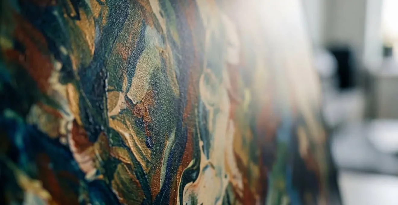 Close-up comparison showing textured matte screen surface diffusing light like painted canvas